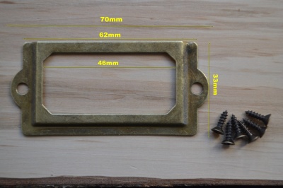 Antique Brass Drawer Label Mounts (Med) Pack of 3